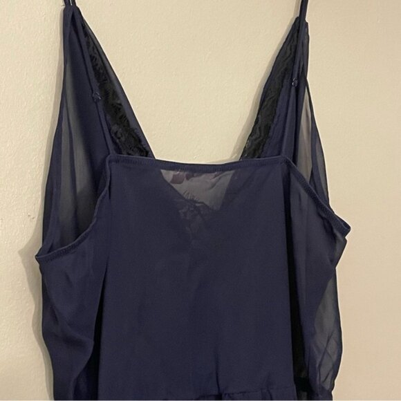 La Vie En Rose Sheer Navy with Black Lace Detail Sexy Nighty Lingerie - Picture 9 of 10